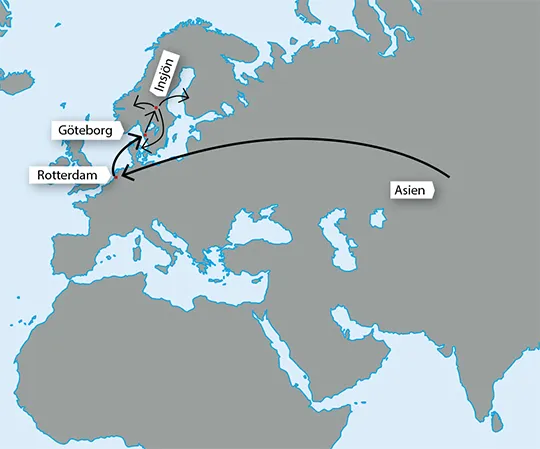 Karta med transportvägar