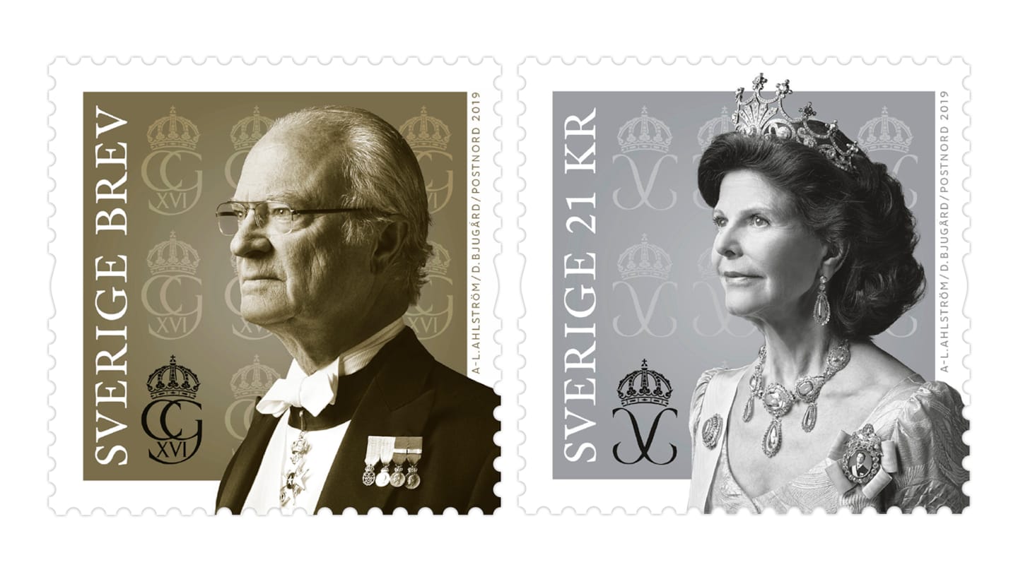 Frimärksutgåva Kung Carl Gustaf och drottning Silvia, 10 januari 2019.