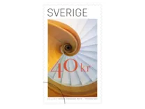 Rullfrimärke med motiv av en spiraltrappa.