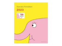 Omslag med färgglad illustration av elefant, av Owe Gustafson.