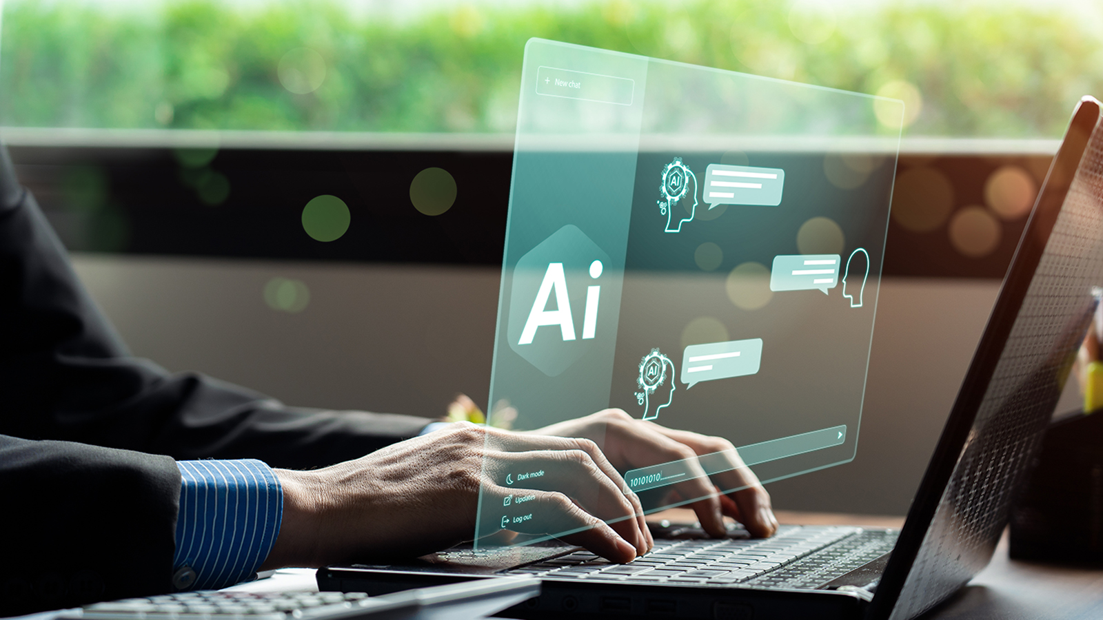 Person som jobbar med AI vid dator.